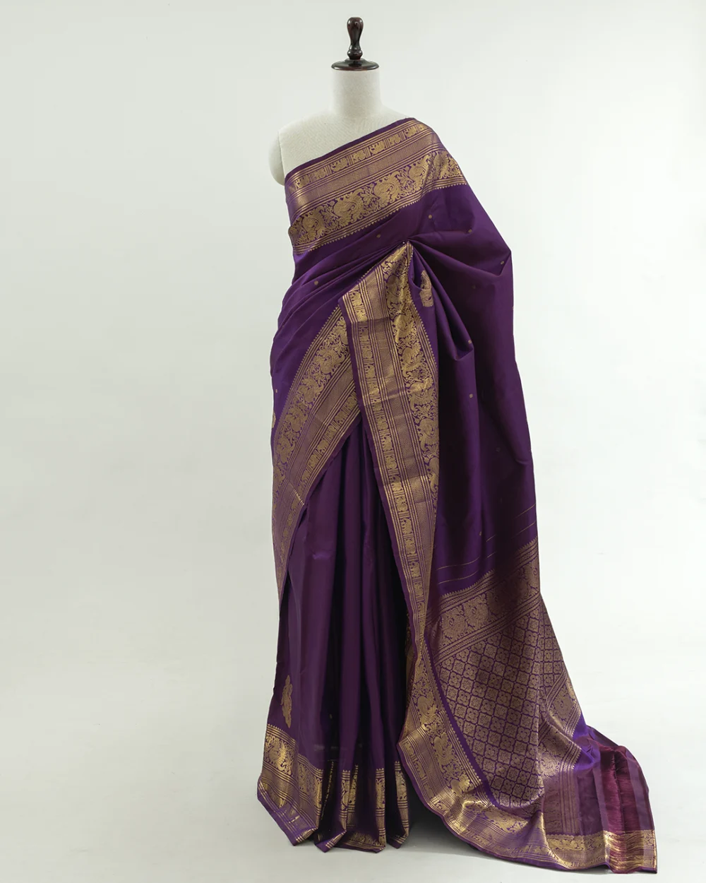 Deep Royal Purple Kanjivaram Handloom Silk Saree