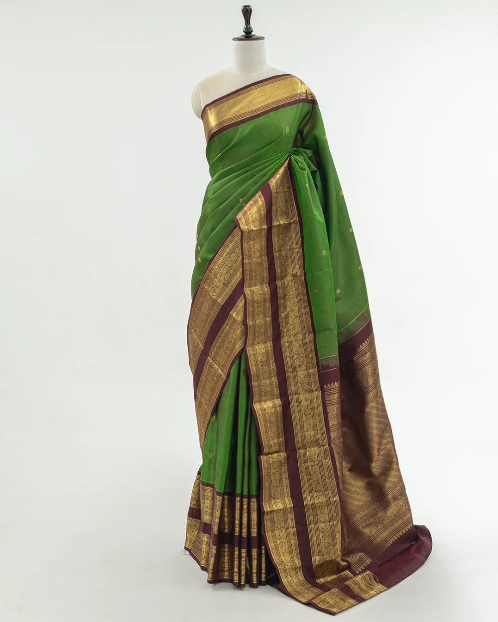 Leaf Green Kanjivaram Handloom Silk Saree