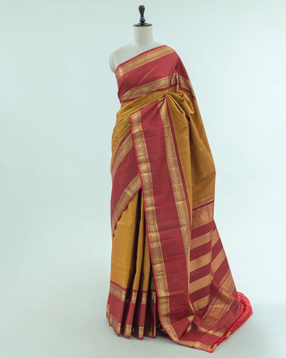 Marigold Kanjivaram Handloom Silk Saree