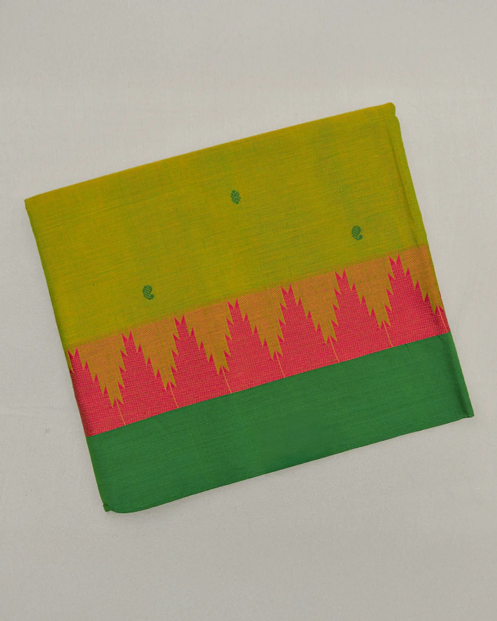 Lime Green Kanchi Cotton Saree