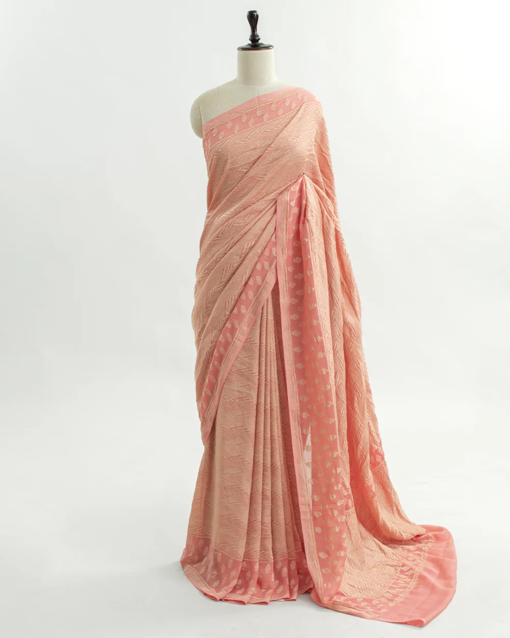 Peach Georgette Banaras saree