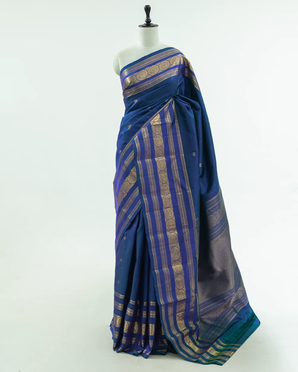Peacock Blue Kanjivaram Handloom Silk Saree