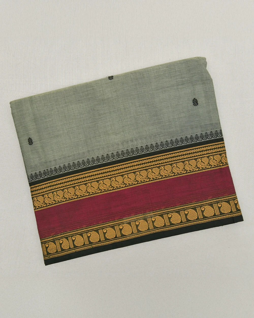 Warm Gray Kanchi Cotton Saree
