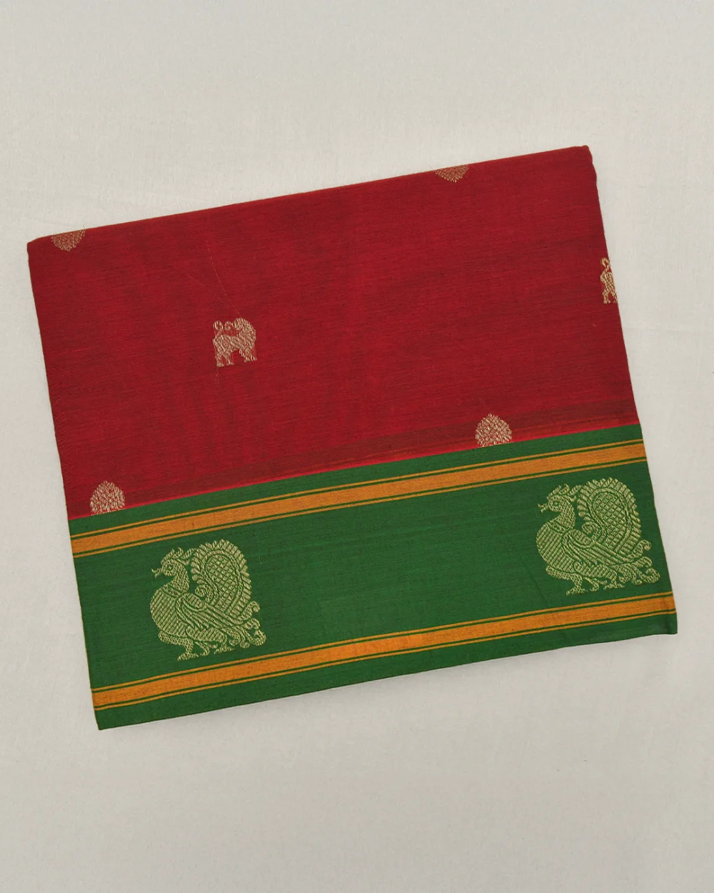 Dark Red Kanchi Cotton Saree