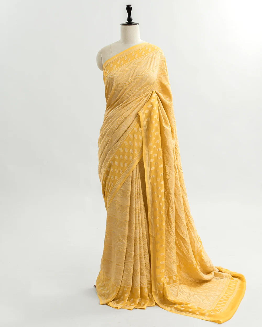 Yellow Georgette Banaras saree