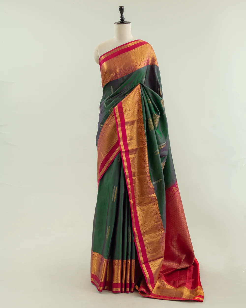 Green & Pink Kanjivaram Handloom Silk Saree