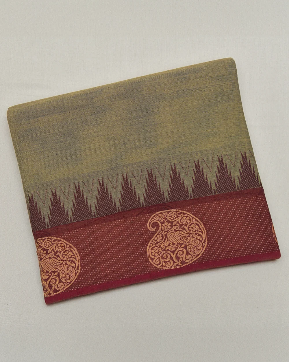 Khaki Beige Kanchi Cotton Saree