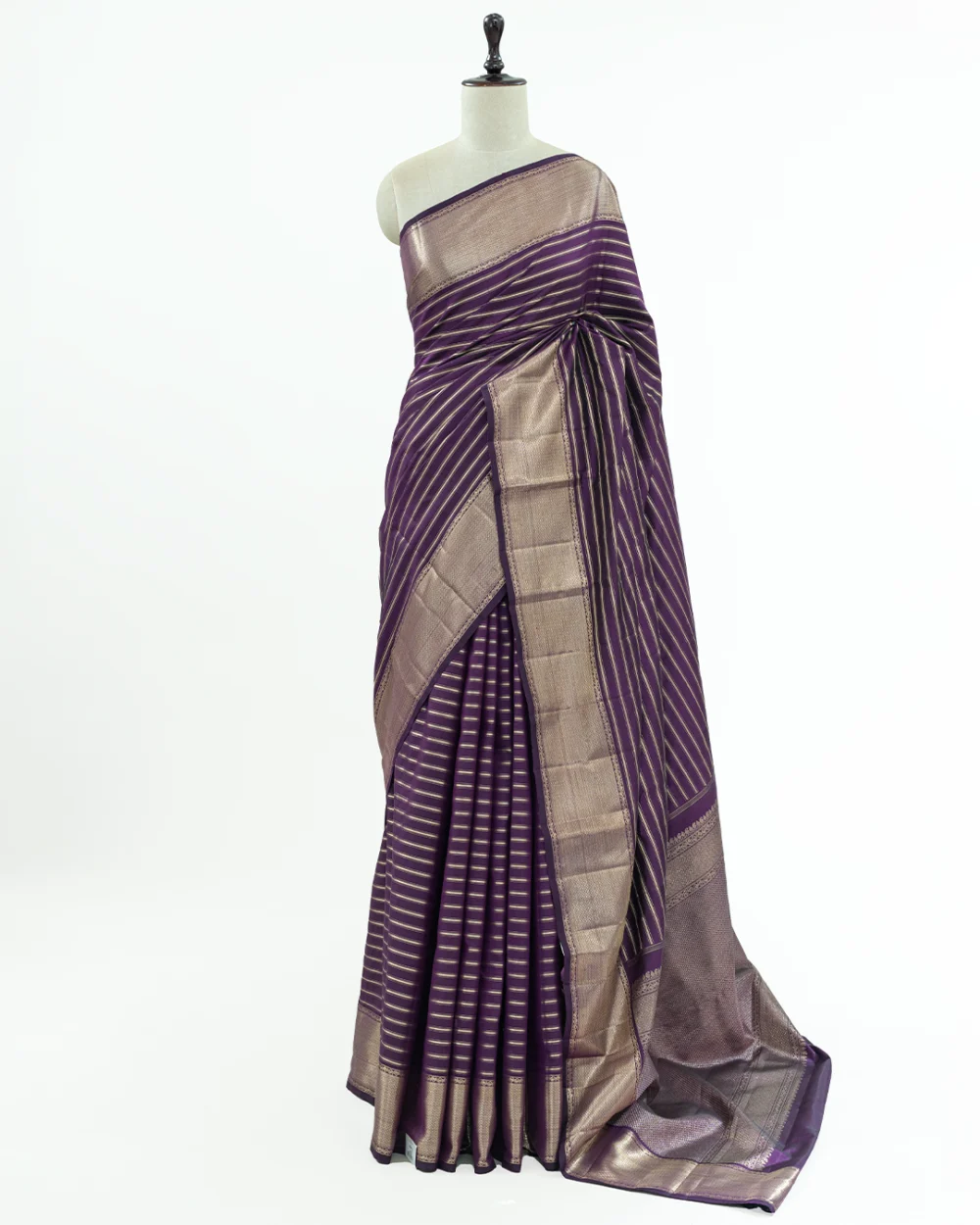 Deep Voilet Kanjivaram Handloom Silk Saree