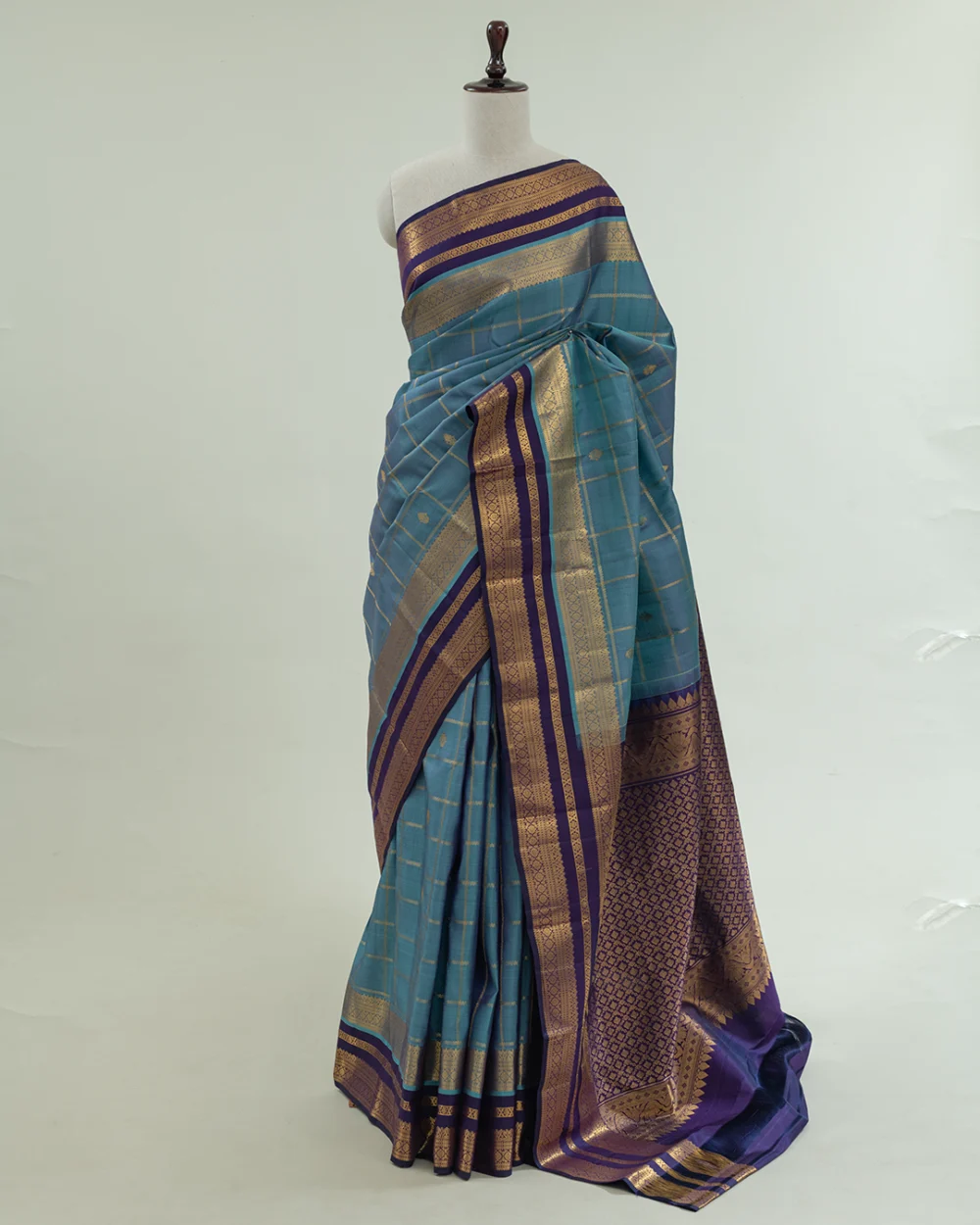 Blue & Purple Kanjivaram Handloom Silk Saree