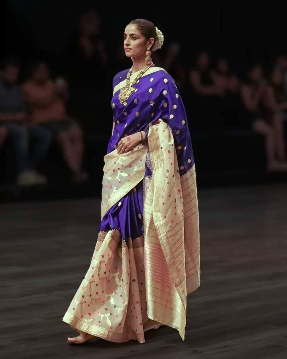 Purpleish Blue Banaras Handloom Silk Saree