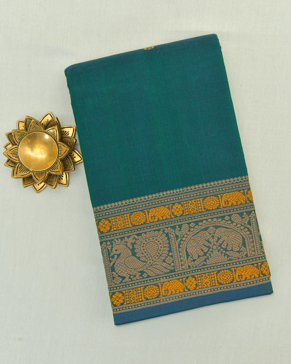 Peacock Green Kanchi Cotton Saree