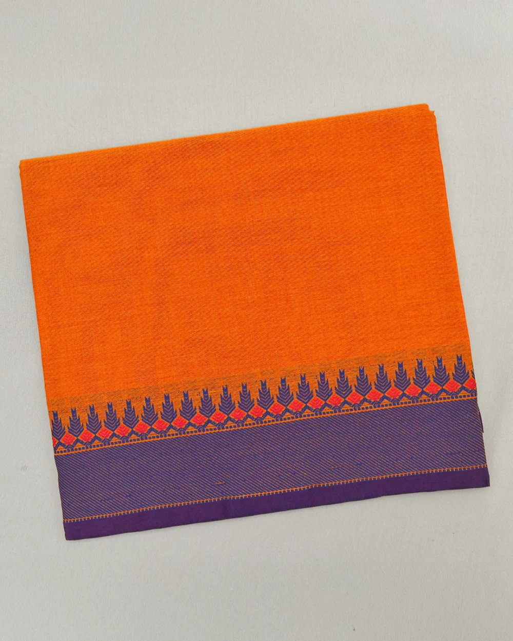 Bright Orange Kanchi Cotton Saree