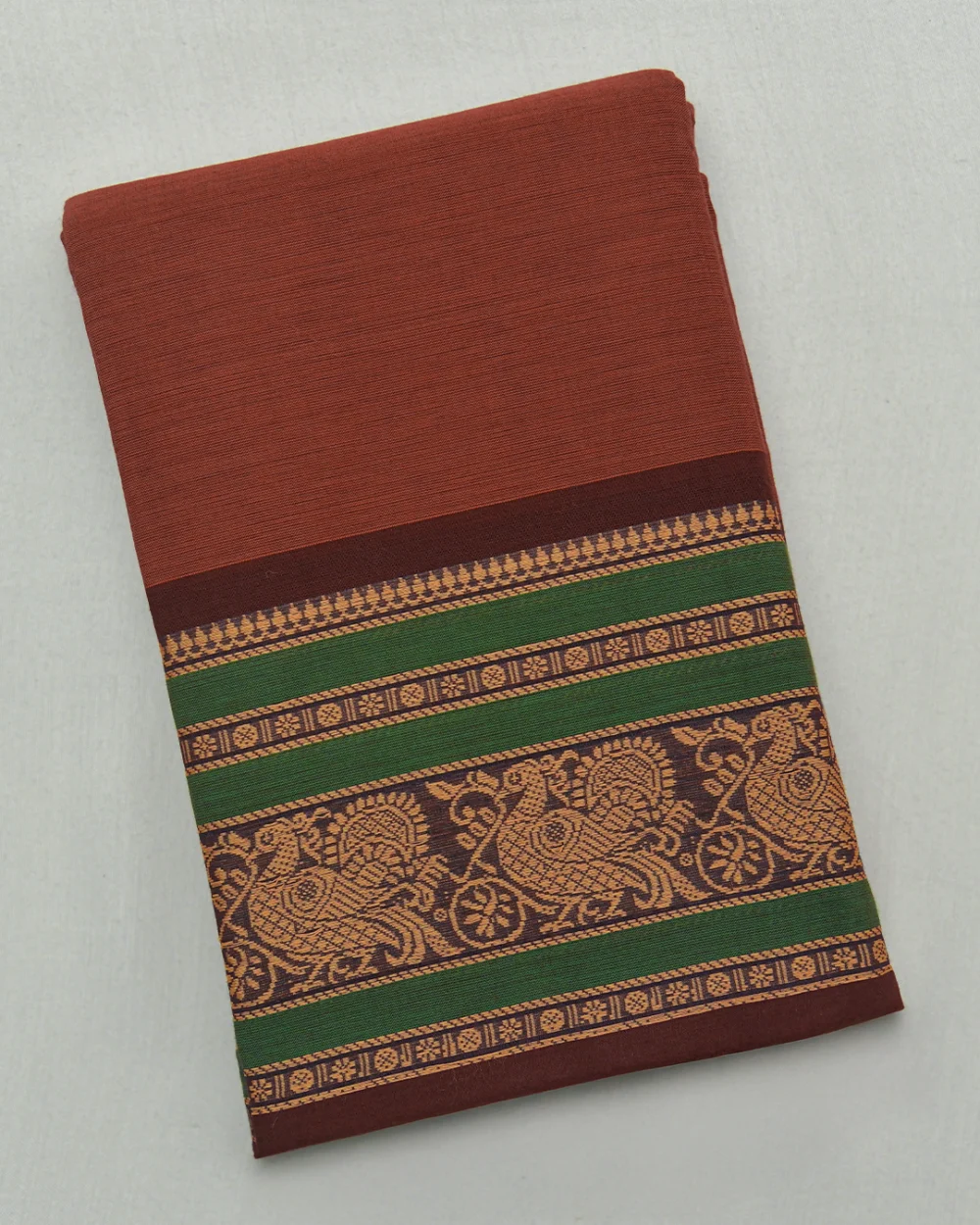 Dark Brown Kanchi Cotton Saree