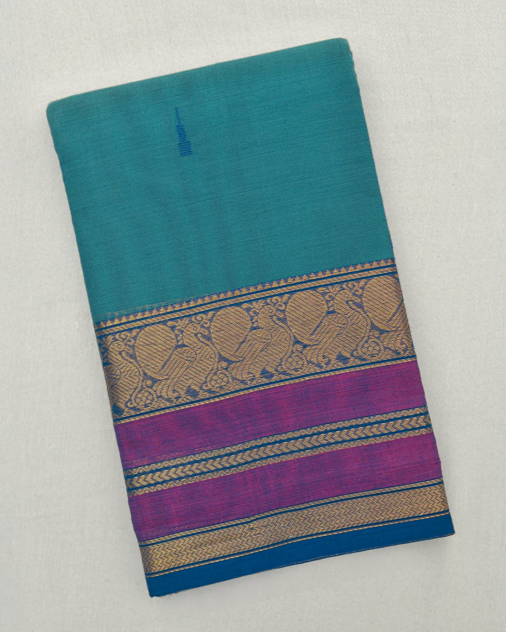 Teal Purple Kanchi Cotton Saree