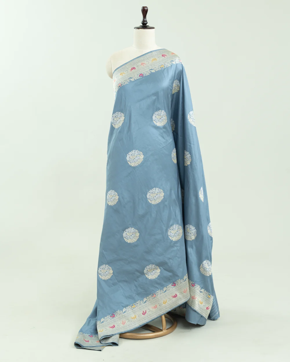 Powder Blue Silk Banaras Saree