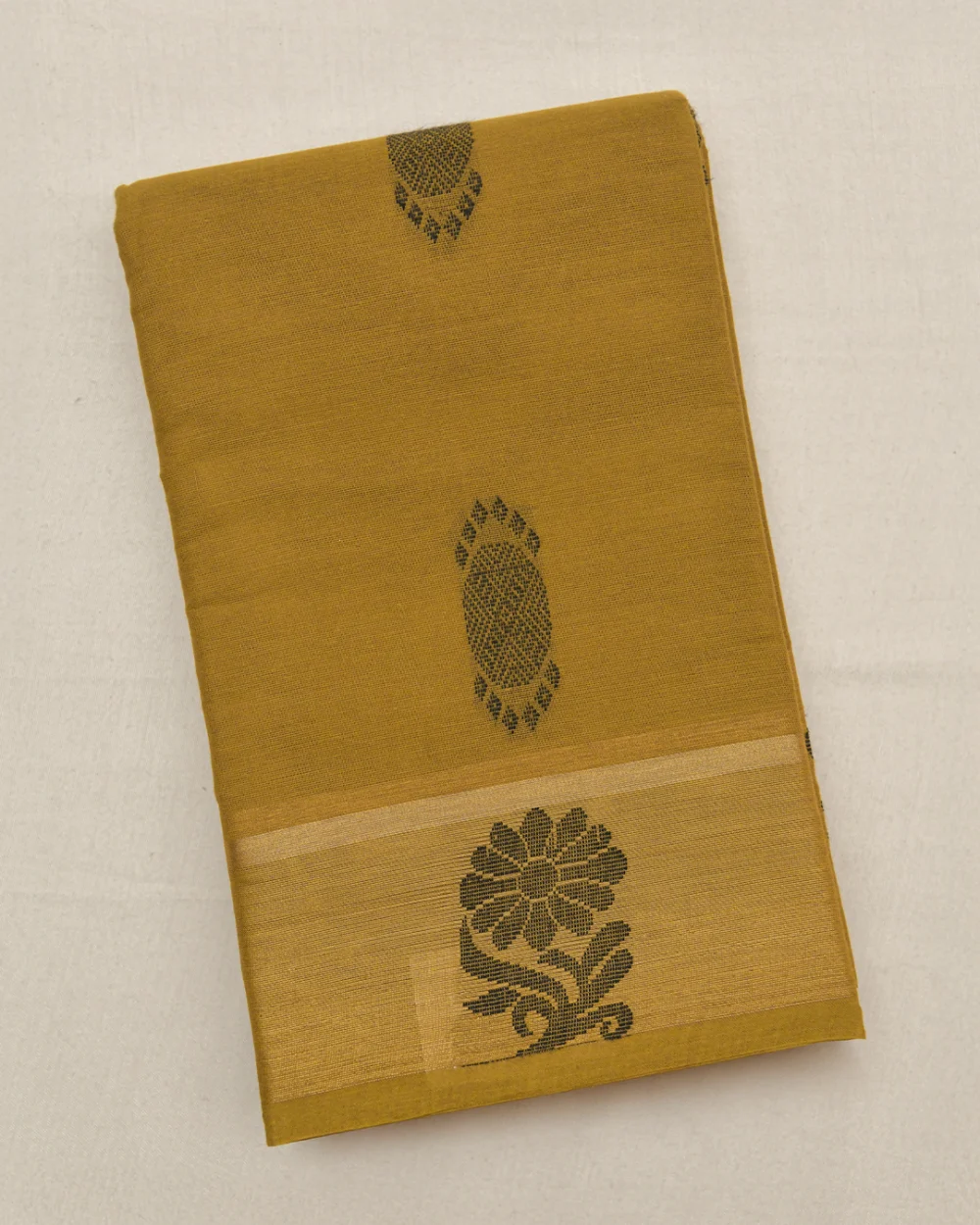 Dark Yellow Kanchi Cotton Saree
