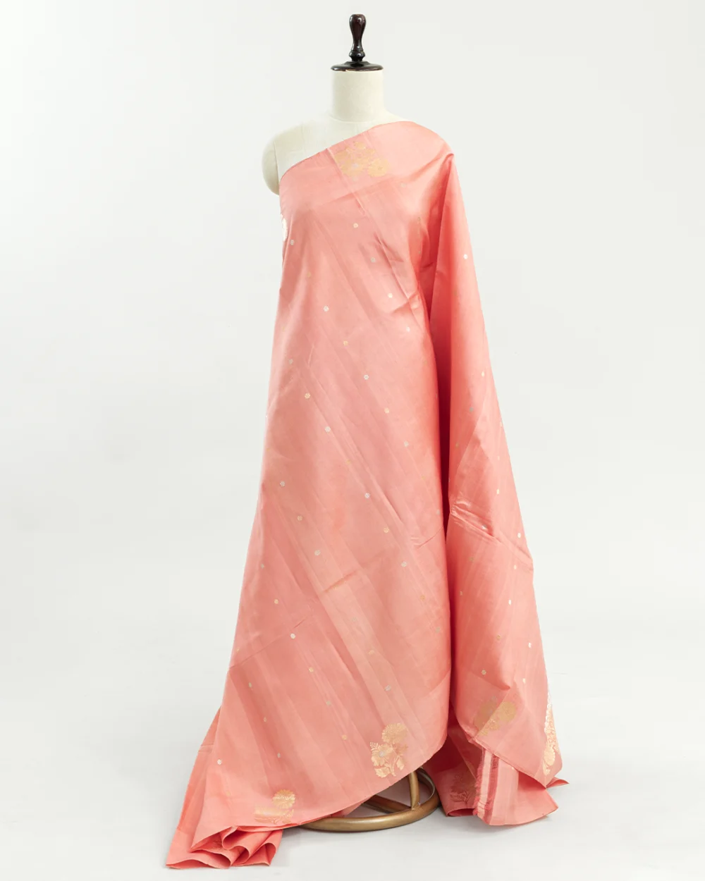 Peach Silk Banaras Saree
