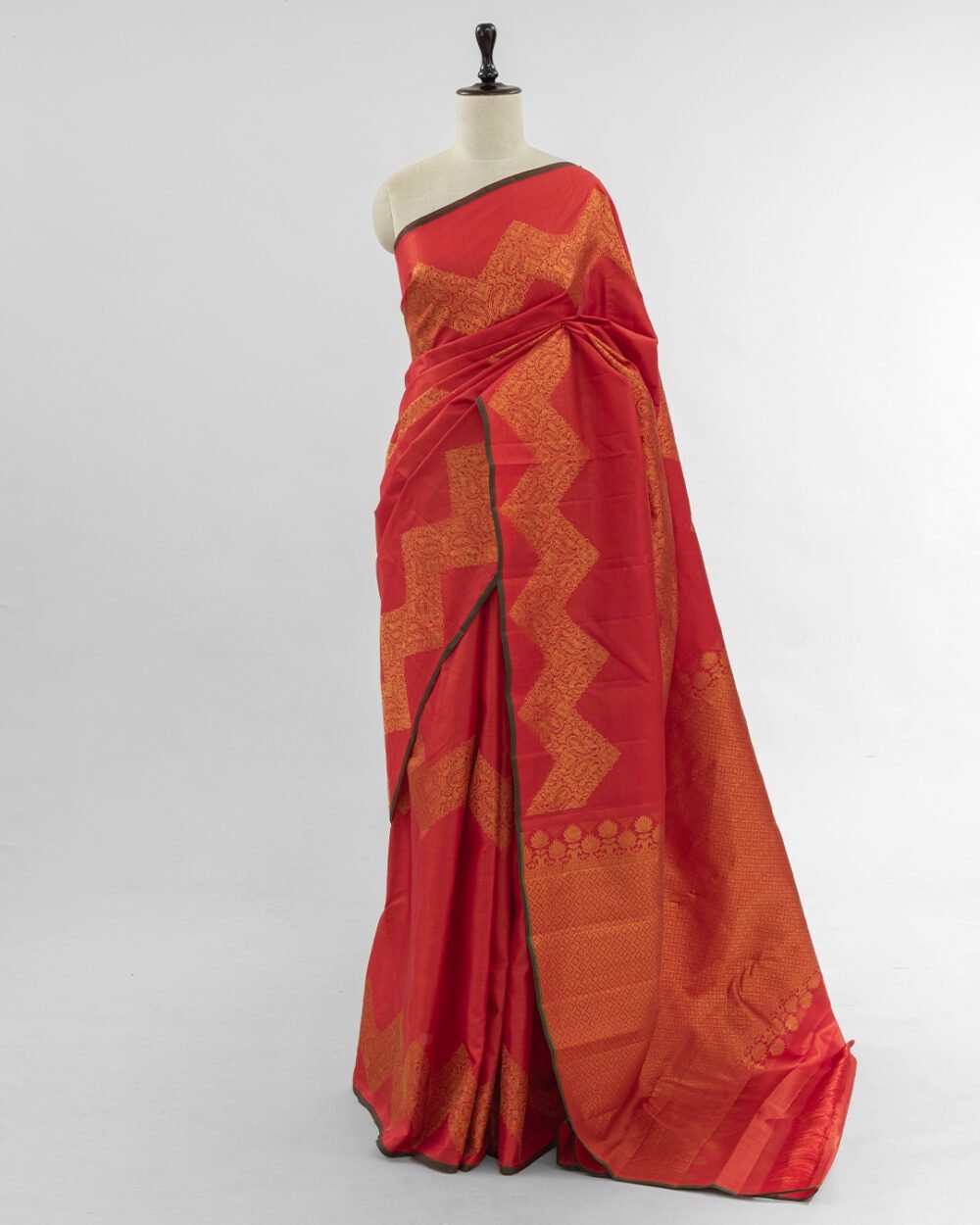 Lava Red Kanjivaram Handloom Silk Saree