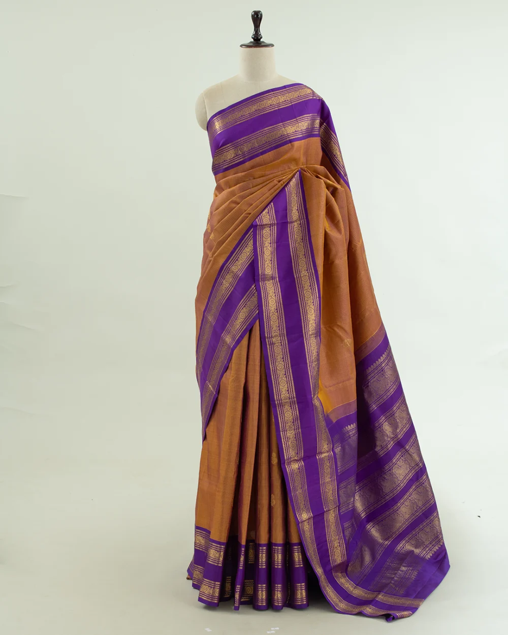 Mustard Yellow Veldhari  Kanjivaram Handloom Silk Saree