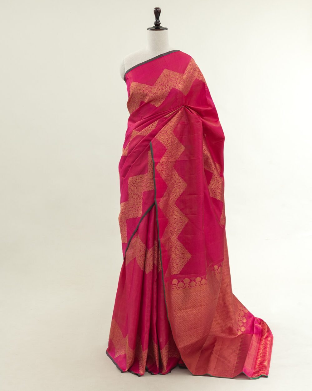 Dark Ruby Pink Kanjivaram Handloom Silk Saree