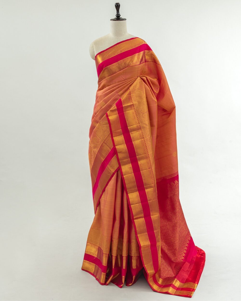 Burnt Copper Kanjivaram Handloom Silk Saree