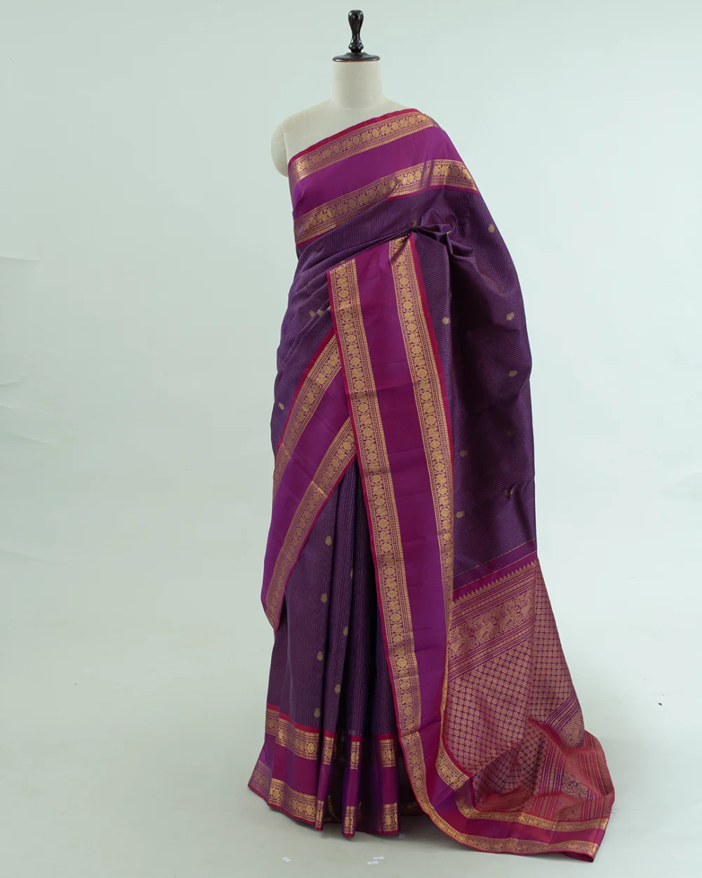 Royal Violet Veldhari  Kanjivaram Handloom Silk Saree
