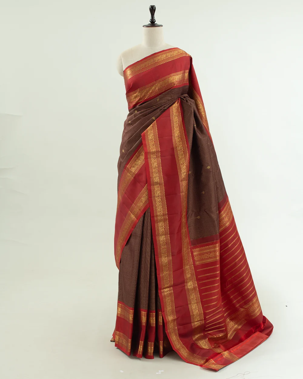 Brown Kanjivaram Handloom Silk Saree
