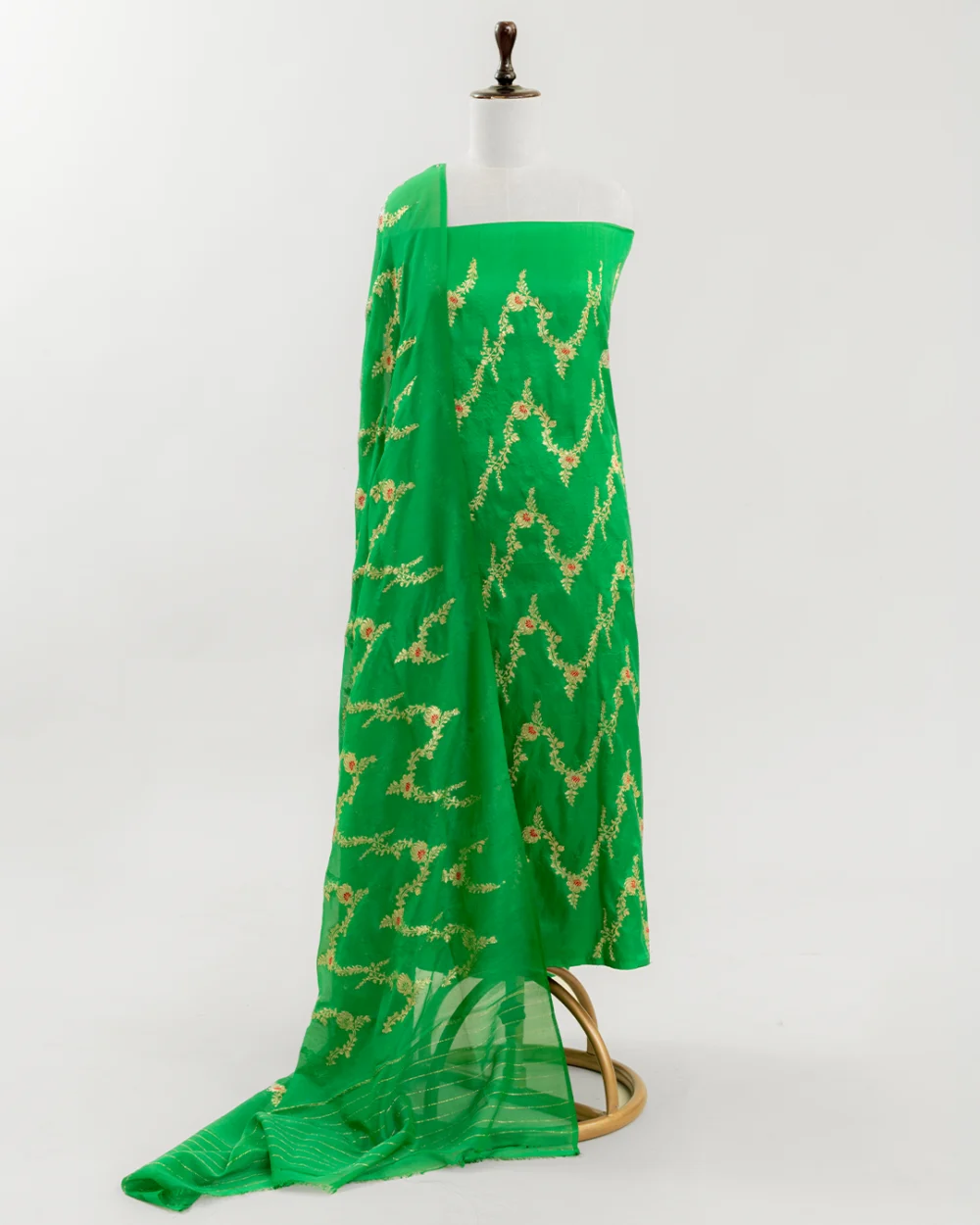 Fresh Green Banaras Kadhwa Kurta Set