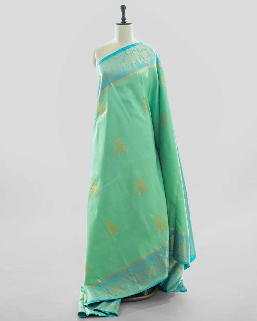 Seafoam Light Green  Kanjivaram Handloom Silk Saree