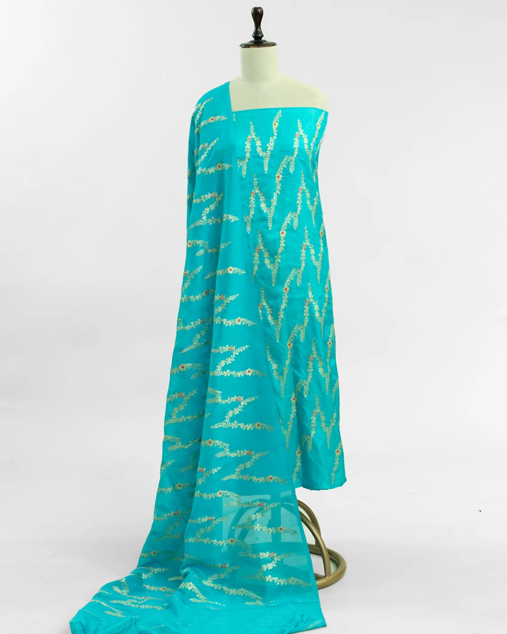Bright Sky Blue Banaras Kadhwa Kurta Set