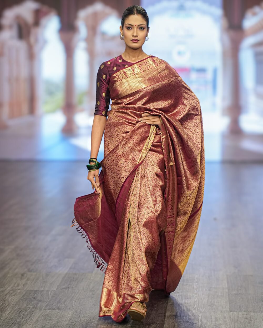 Maroon Kanjivaram Handloom Silk Saree