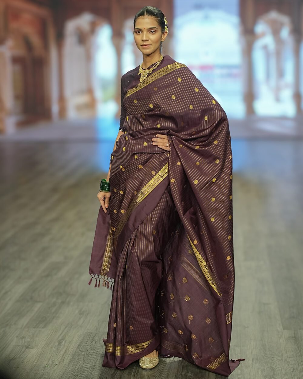Deep Plum Kanjivaram Handloom Silk Saree
