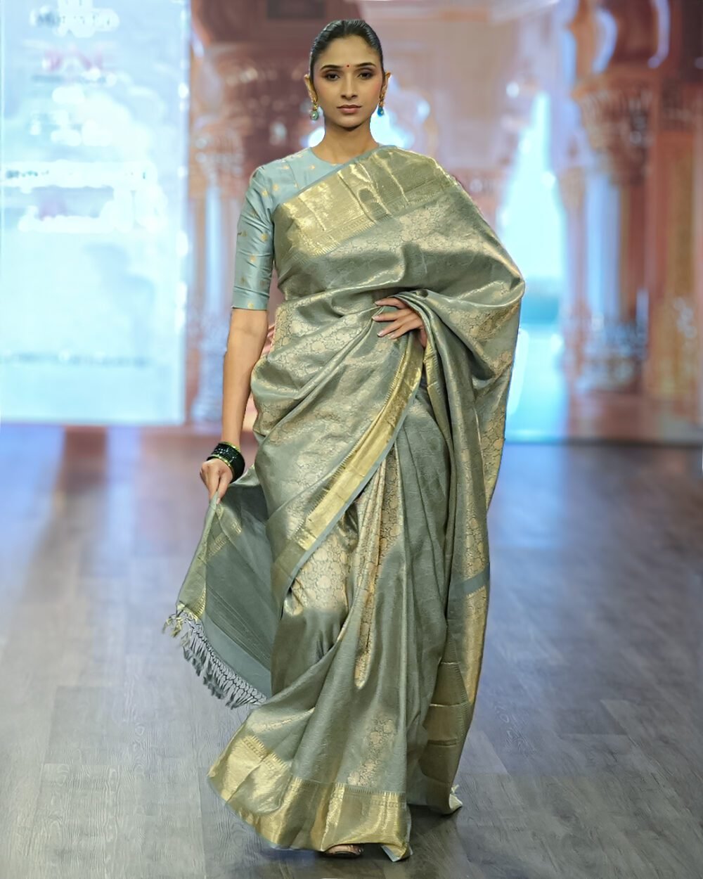 Sky Blue Kanjivaram Handloom Silk Saree
