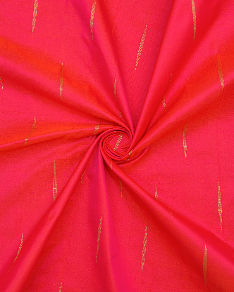 Orangish Pink Silk Zari fabric