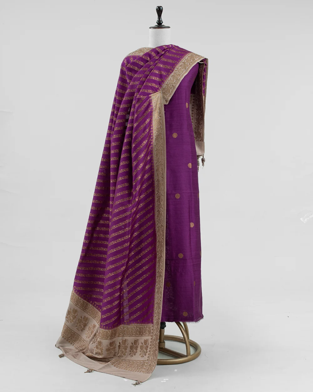 Plum Purple Tussar Kurta Set