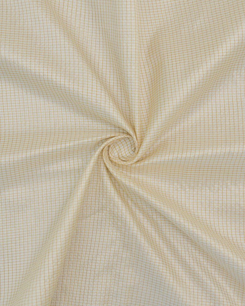 White Silk Checks Fabric