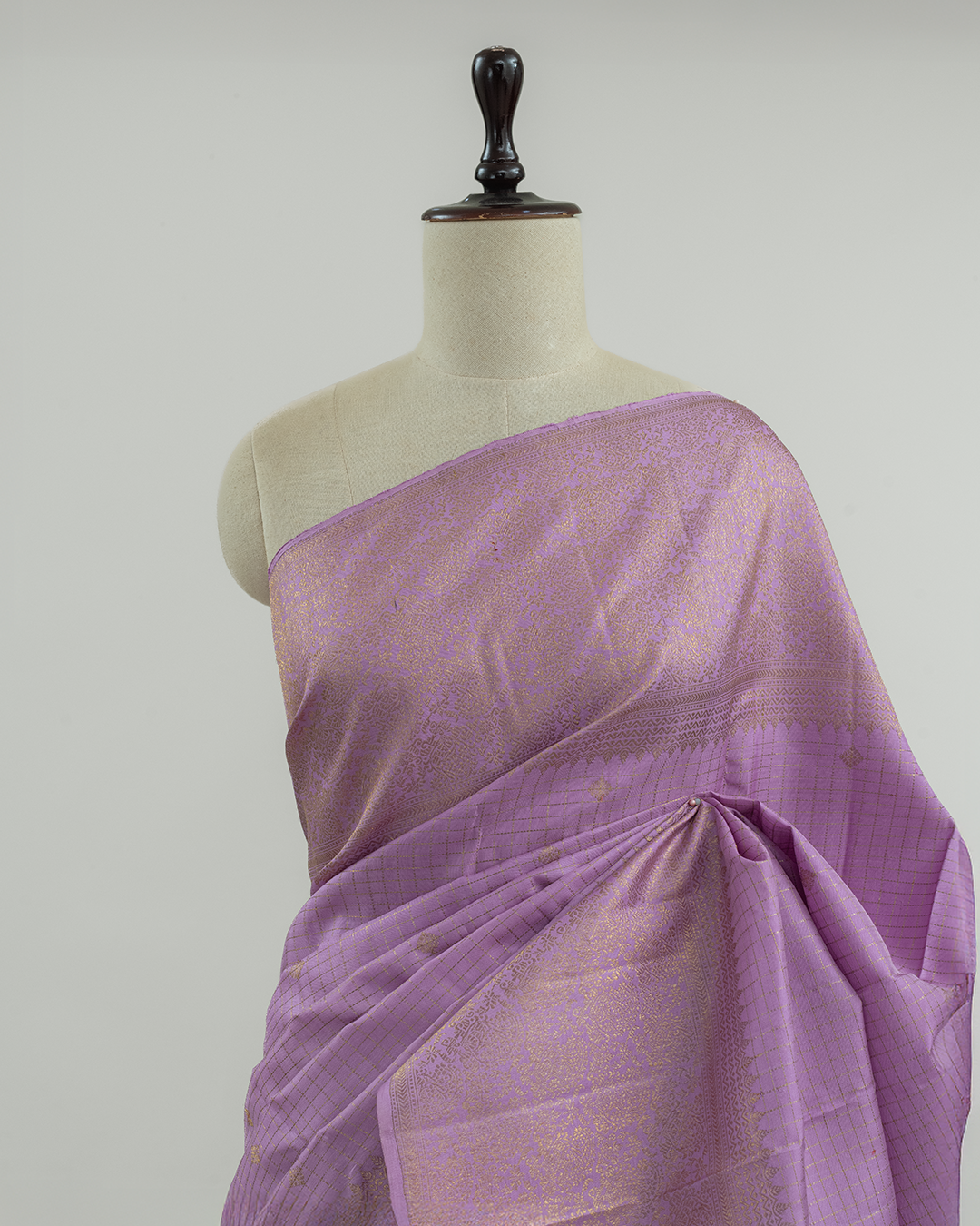 Lavender Kanjivaram Handloom Silk Saree - Image 2