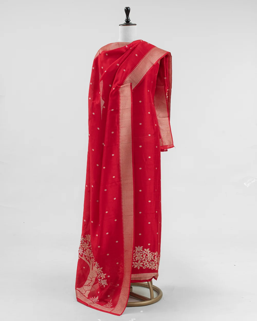 Crimson-Red Tussar Kurta Set