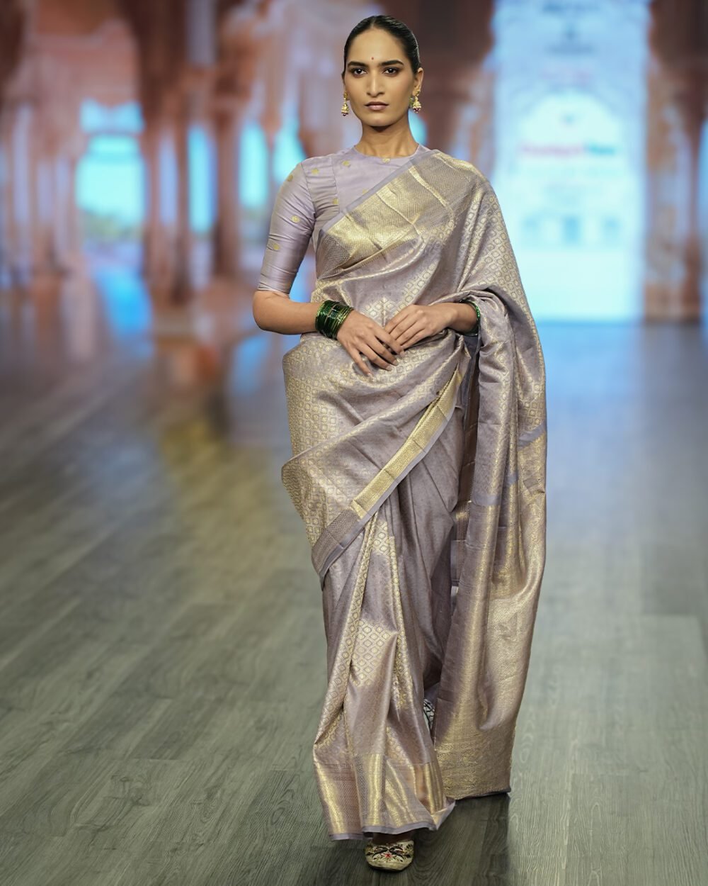 Misty Lavender Kanjivaram Handloom Silk Saree
