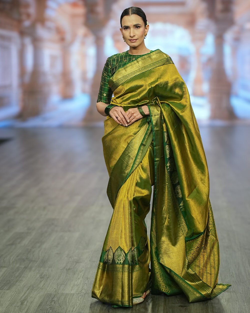 Bottle Green Kanjivaram Handloom Silk Saree