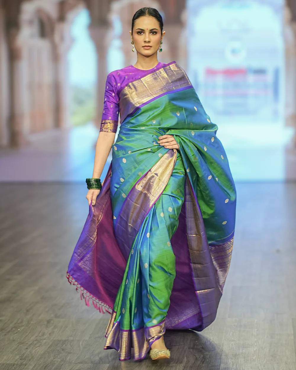 Peacock Green Kanjivaram Handloom Silk Saree