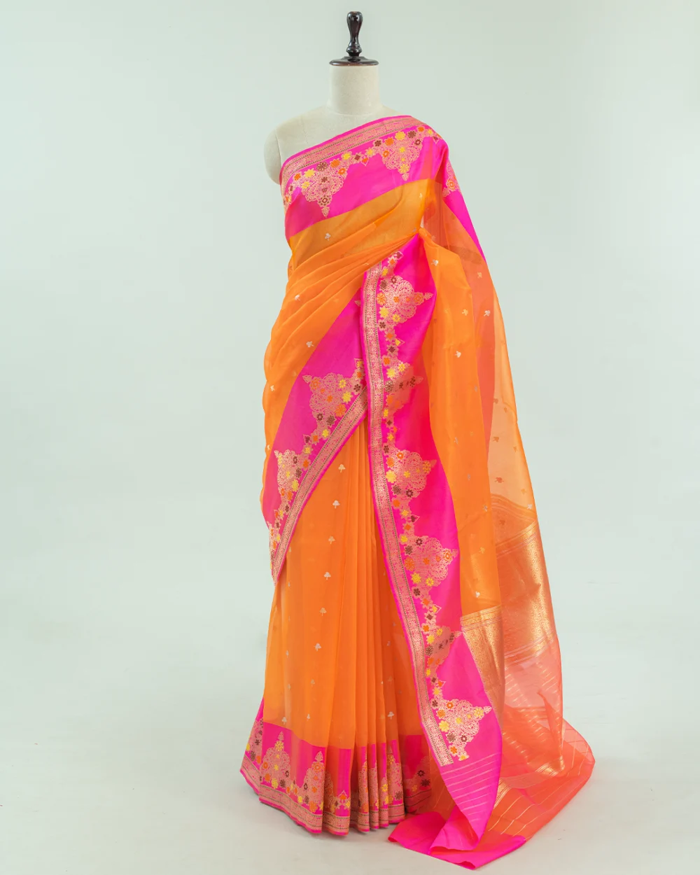 Radiant Orange Banaras Handloom Silk Saree