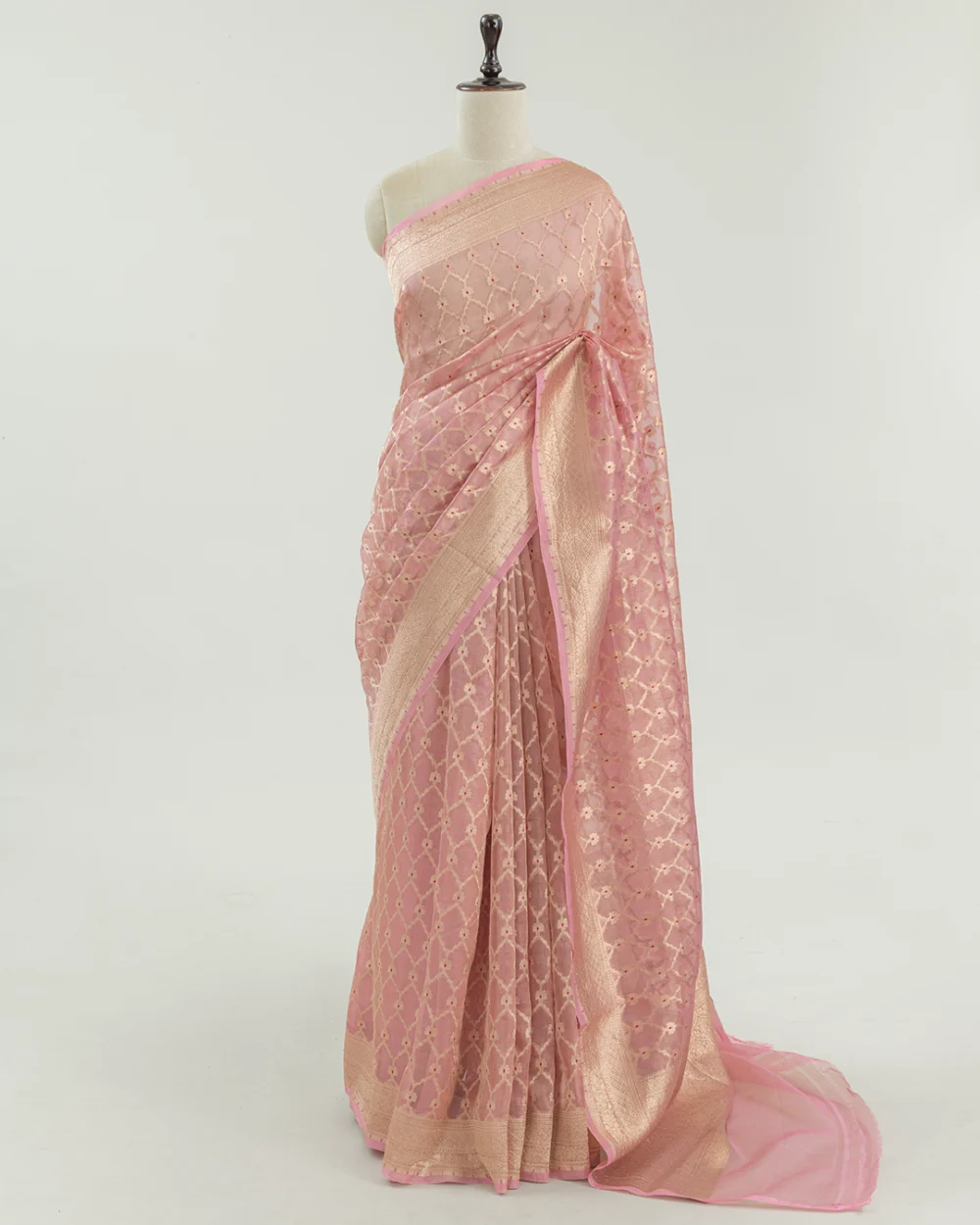Light Pink Banarasi Tissue Handloom Silk Saree