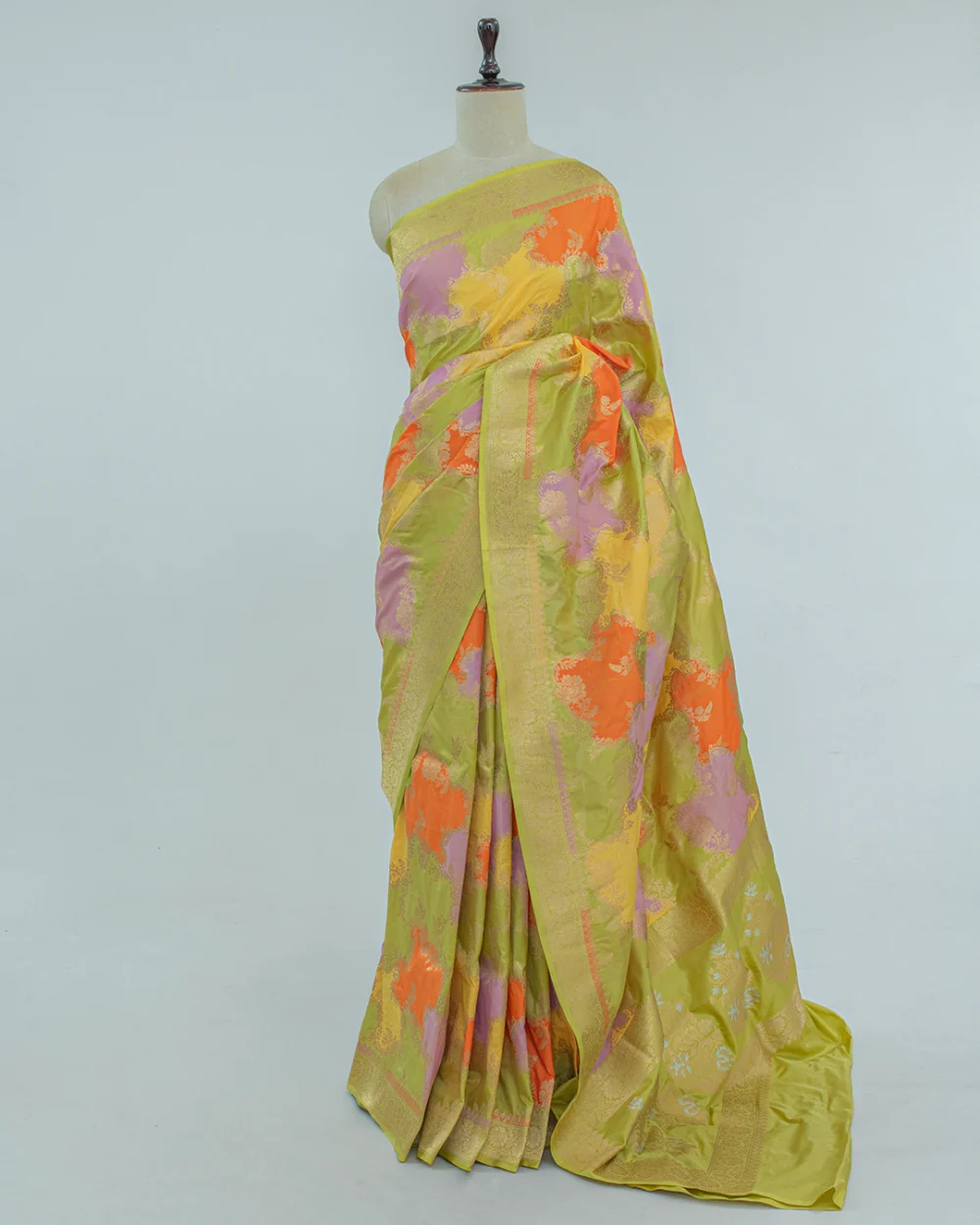 Chartreuse Green Banaras Handloom Silk Saree
